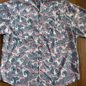 Columbia pfg fishing shirt Marlin Print - Navy & Red - men’s large